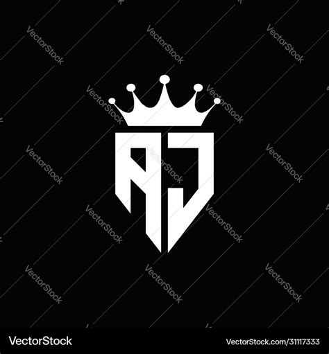Aj Logo Monogram Emblem Style With Crown Shape Vector Image