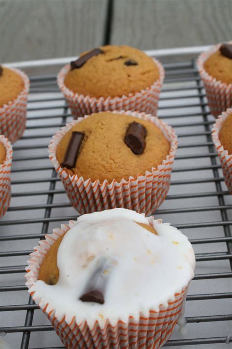 Pumpkin Chocolate Chunk Muffins With Orange Glaze Seasonal Cravings