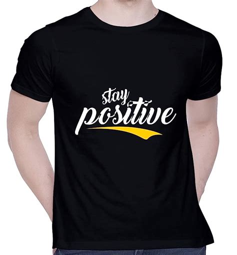 buy creativit graphic printed t shirt for unisex stay positive black tshirt casual half