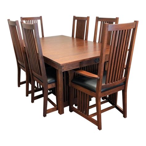 Folding table and chair set. Le Meuble Villageois Mission Oak Dining Set - Table + 6 ...