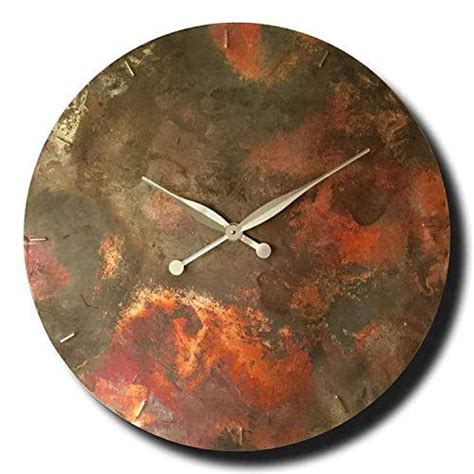 Oversized Copper Rustic Round Decorative Wall Clock 24 Inch
