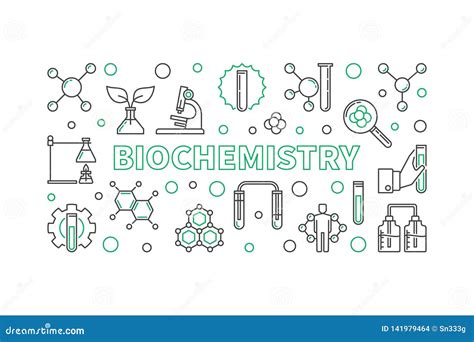 Biochemistry Vector Golden Illustration In Outline Style