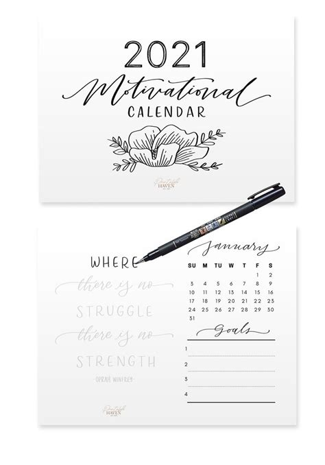 2021 Printable Motivational Calendar Motivational Printables