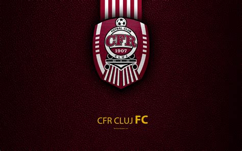 Download Wallpapers Cfr Cluj Logo Leather Texture 4k Romanian