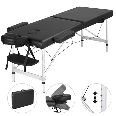 yaheetech portable massage table foldable spa bed tattoo bed 2 sections beauty bed aluminium