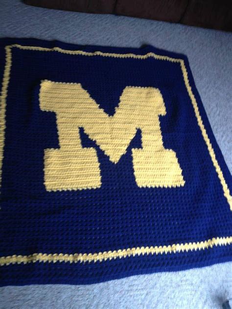 Filet Crochet Of University Of Michigan Logo Property Of Melinda Made