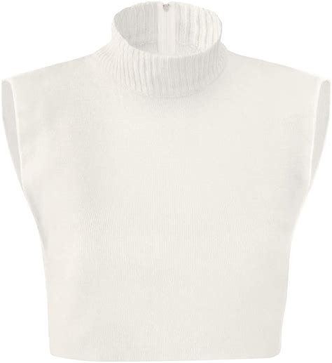 zippered dickie layer top with armholes soft knit mock turtleneck for layered look white one