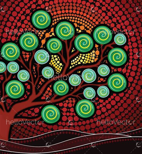 Tree On The Hill Aboriginal Art Download Graphics And Vectors