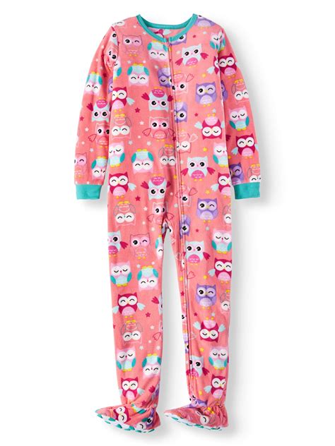 Komar Kids Girls Coral Owl Footed Pajamas