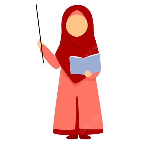 Illustration Of Muslim Teacher Holding A Book Muslim Teacher Faceless Character Headscarf Png