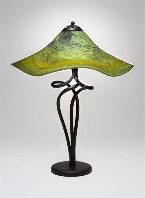 Mossy Green Spiral Lamp By Joel And Candace Bless Art Glass Table Lamp