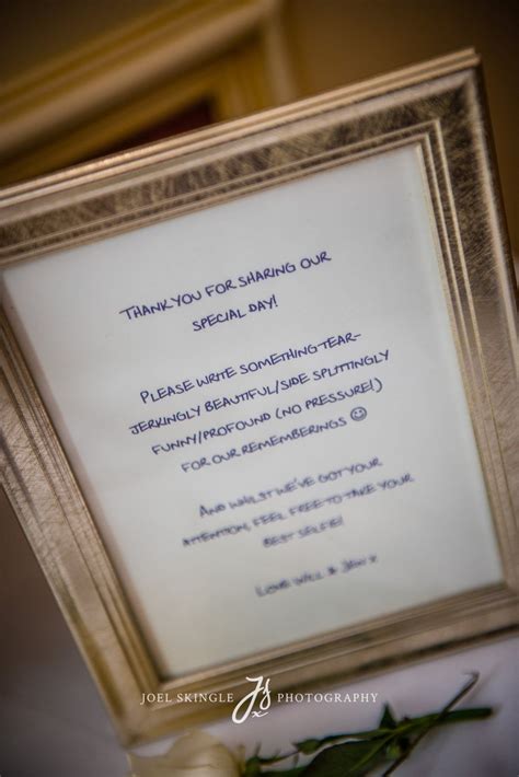 Put the guest book on a table in a very obvious place by the. Wedding guest book idea: Ask people to write a note and ...