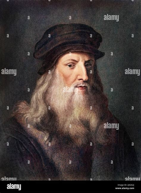 Portrait De Leonardo Da Vinci Leonard De Vinci 1452 1519 Gravure