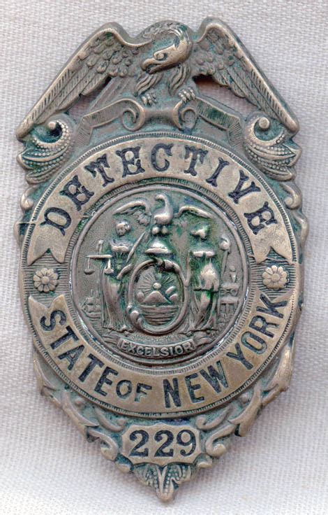 Great 1880s 1890s New York State Licensed Detective Badge In Nickel