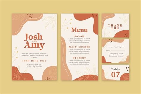 Free Vector Wedding Stationery Template Set