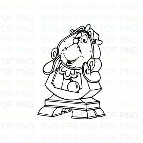 Cogsworth Beauty Beast 2 Outline Svg Stitch Silhouette Etsy