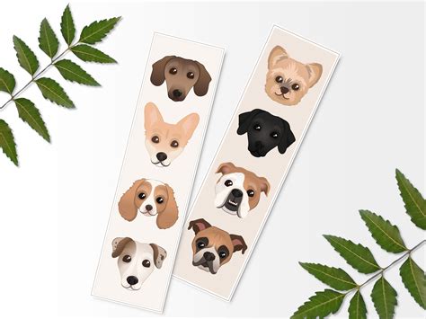 Printable Dog Bookmarks Printable Bookmark Digital Print Etsy