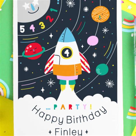 Personalised Rocket Birthday Space Greeting Card By Paper Joy