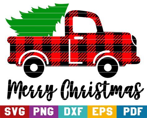 Merry Christmas Svg Red Vintage Truck Svg Farmhouse Etsy