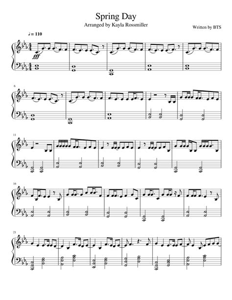 Spring day bts free piano sheet music piano chords. Spring Day//Easy Sheet music for Piano | Download free in ...