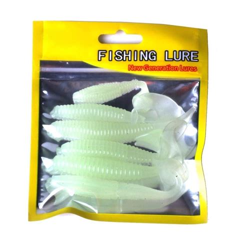 Fish 15pcsset Luminous Paddle Tail Soft Grubs 50mm 1g Glow T Tail