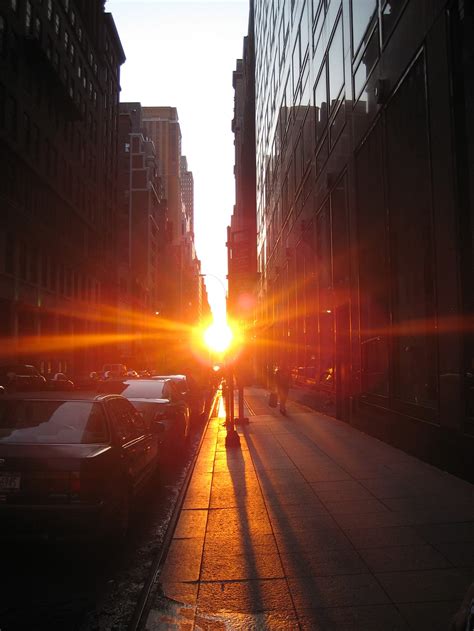 Le Manhattanhenge Magnifique Coucher De Soleil à New York