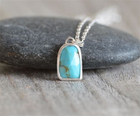 Turquoise Necklace With Sterling Silver December Birthstone Necklace