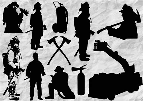 11 Firefighter Silhouettes Svg Cut Files Cut Files Wall Etsy