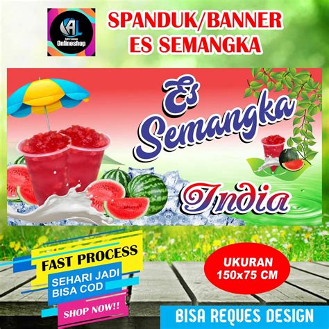 Jual Spanduk Banner Es Semangka India Ukuran Sedang Warna Merah