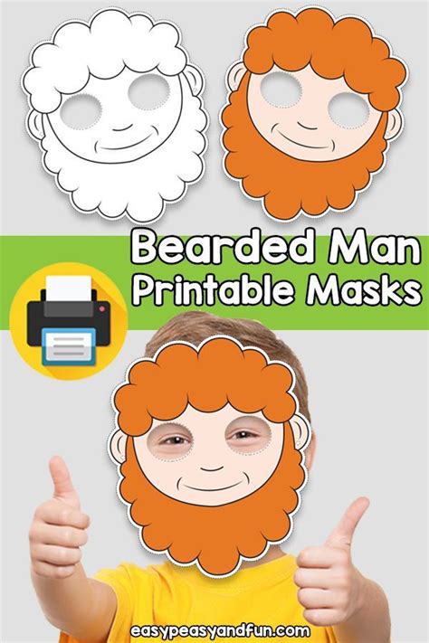 Printable Bearded Man Mask Template Mask Template Heart Art Projects