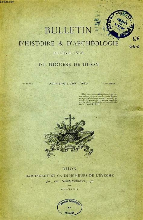 Bulletin Dhistoire Et Darcheologie Religieuses Du Diocese De Dijon