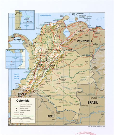 Grande Detallado Mapa Político Y Administrativo De Colombia Con Relieve