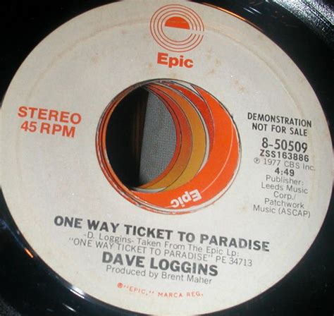 Dave Loggins One Way Ticket To Paradise 1976 Vinyl Discogs