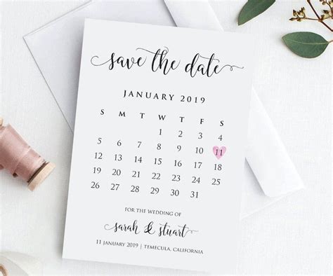 Calendar Save The Date Template Printable Save Our Date Invitation