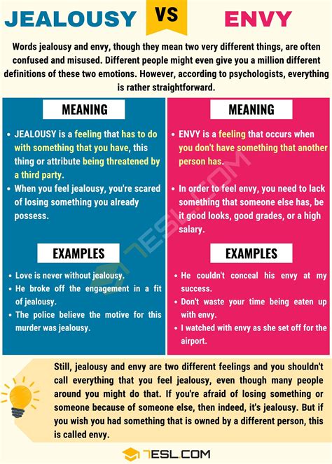 Jealousy Vs Envy Differences Between Envy Vs Jealousy • 7esl