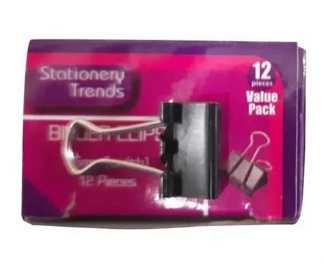 Stationery Trends Black 19mm Binder Clip For Office Packaging Size