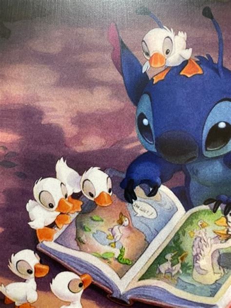 Stitch Reading To Ducks Disneyland Art Etsy