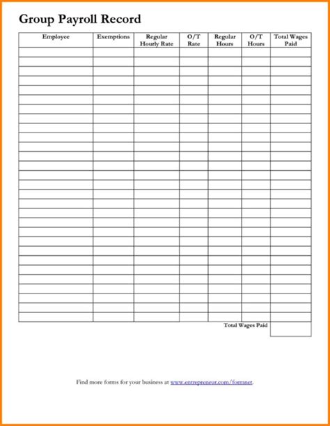 Payroll Sign In Sheet Template — Db