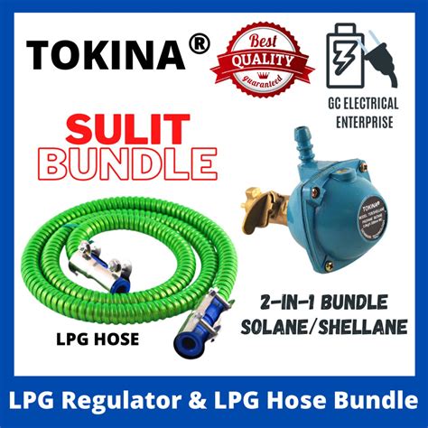 Tokina Gas Regulator And Lpg Hose Bundle For Solane Shellane Lpg