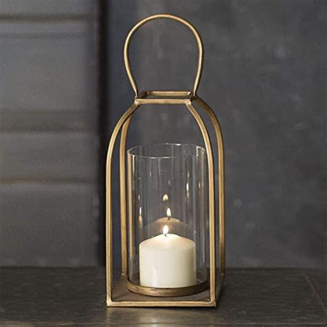 Attractive And Graceful Large Tribeca Gold Antique Brass Metal Lantern Candle Holder With