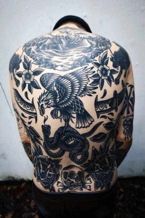 50 Eagle Back Tattoo Designs For Men Flying Bird Ink Ideas