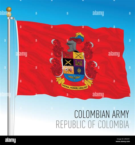 Colombian Army Waving Flag Republic Of Colombia South America Vector