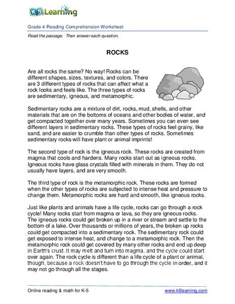Rocks Worksheet for 4th Grade | Lesson Planet
