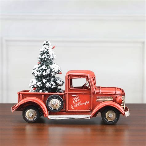 Personalized Red Truck Christmas Decor Accent Farm Red Truck Vintage