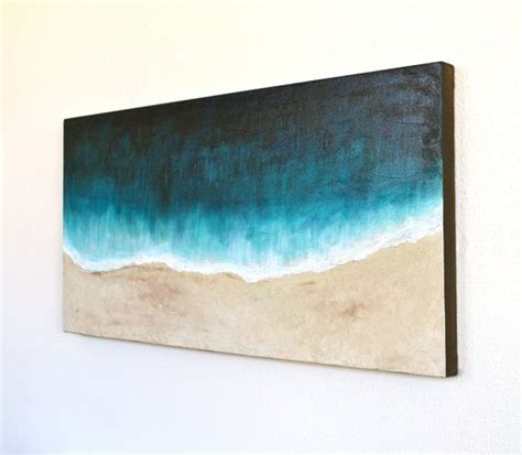 Beach Original Abstract Art Acrylic Painting On Thick Canvas Ocean Blue