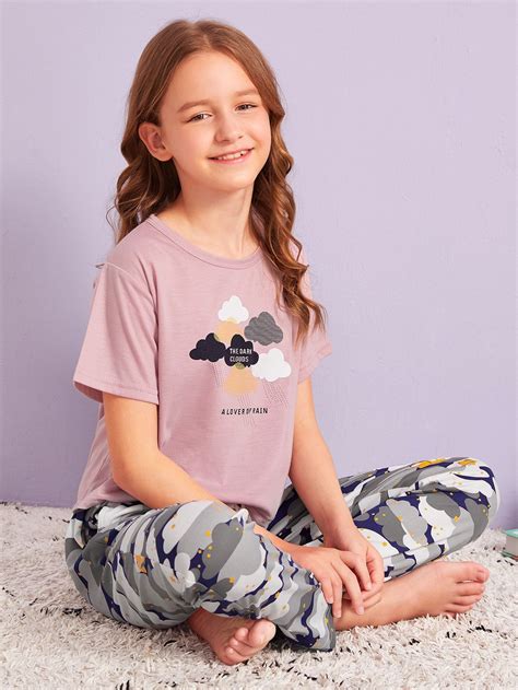 Girls Star And Cloud Print Pajama Set Check Out This Girls Star And Cloud