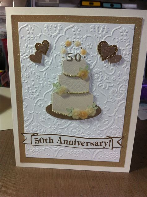 50th Wedding Anniversary Card With Embossing Anniversary Cards