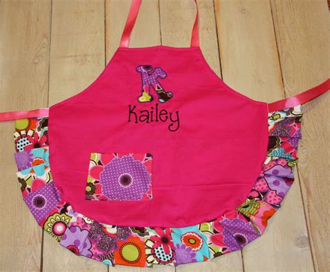 Custom Embroidered Apron Child Multi Colored Flowers Etsy Kids
