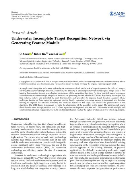(PDF) Underwater Incomplete Target Recognition Network via Generating