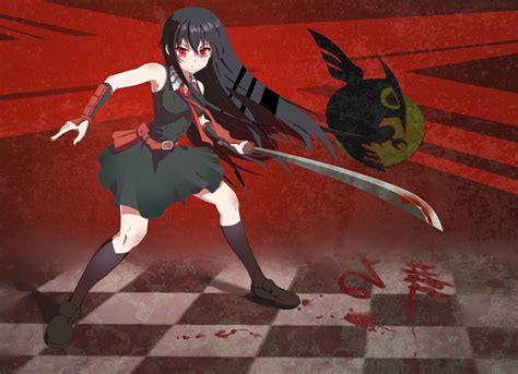 обои аниме Аниме девушки Красный меч кровь Akame Ga Kill